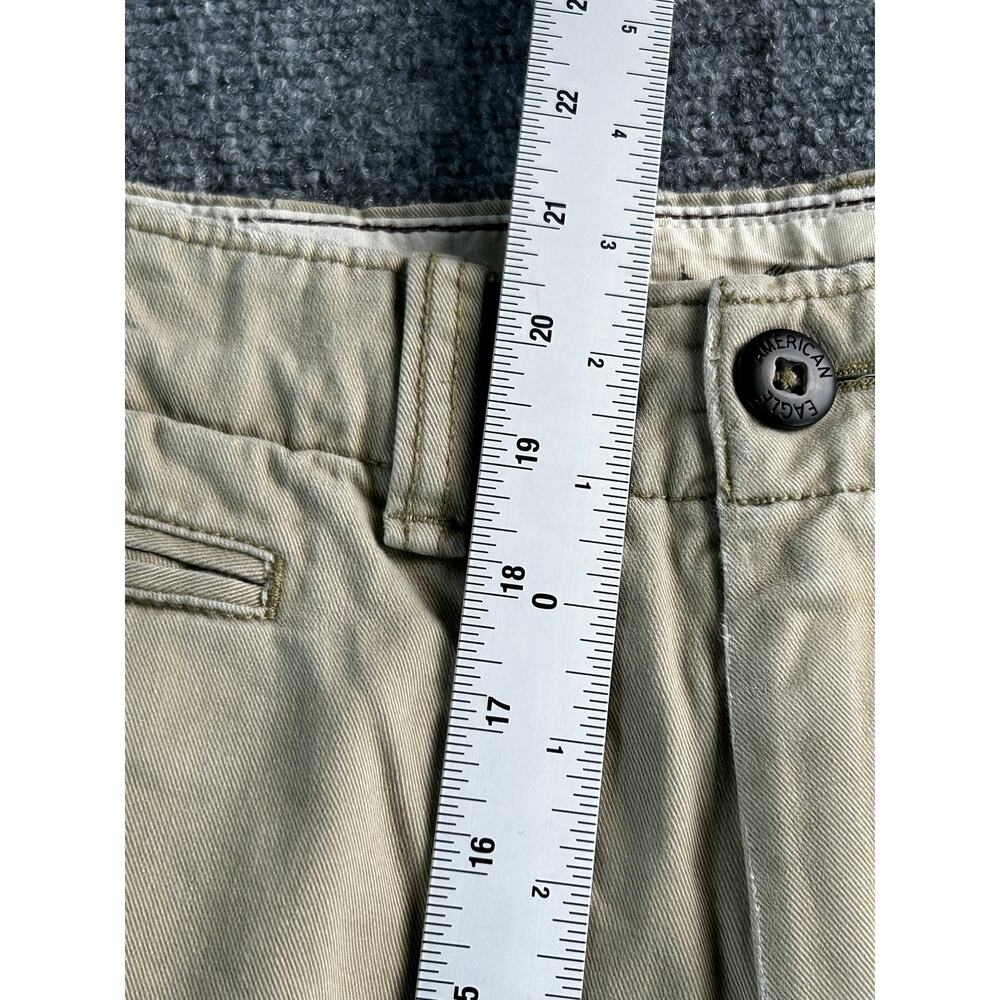 American Eagle Classic Chino Shorts Mens 32 Khaki Flat Front Casual Cotton - Picture 9 of 11